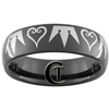 7mm Black Dome Tungsten Carbide Kingdom Hearts & Crown Design