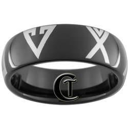 7mm Black Dome Tungsten Carbide Custom Alice 19th Runes Design