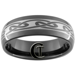 7mm Black Dome Tungsten Carbide Celtic Design