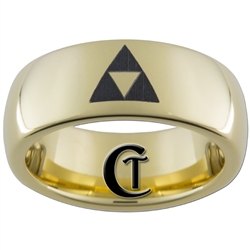 7mm Gold Dome Tungsten Carbide Zelda Triforce Design