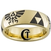 7mm Gold Dome Tungsten Carbide Legend Of Zelda Design