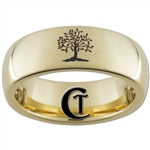 7mm Gold Dome Tungsten Carbide Tree Of Life Ring Design