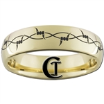 7mm Gold Dome Tungsten Carbide Barbwire Ring Design.