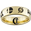 7mm Gold Dome Tungsten Carbide Laser Super Smash Bros. Design