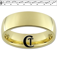 7mm Gold Dome Tungsten Carbide Multiple Zelda Ocarina Song of Time Design