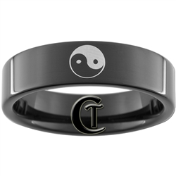 7mm Black Pipe Tungsten Yin Yang Design