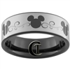 7mm Black Pipe Tungsten Carbide Mickey Mouse Design