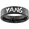 7mm Black Pipe Tungsten Carbide Yang & Infinity Symbol Design