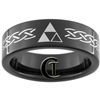 7mm Black Pipe Tungsten Carbide Zelda Design