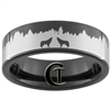 7mm Black Pipe Tungsten Carbide Wolves in the Forest Design