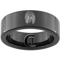 7mm Black Pipe Tungsten Carbide Fingerprint Design