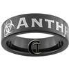 7mm Black Pipe Tungsten Carbide Bio-hazard Anthrax Design Ring.