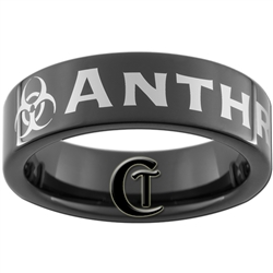 7mm Black Pipe Tungsten Carbide Bio-hazard Anthrax Design Ring.