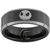 8mm Black Beveled Two-Toned Tungsten Carbide Nightmare Before Christmas Jack Skellington Design