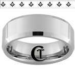 8mm Beveled Tungsten Carbide 8 Masonic Symbols