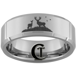 8mm Beveled Tungsten Carbide Deer Hunting Design