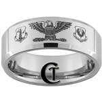 8mm Beveled Tungsten Carbide Air Force Air National Guard Colonel Eagle Design Ring.