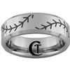 8mm Beveled Tungsten Carbide Baseball Stiches Design