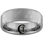 8mm Beveled Tungsten Carbide Satin Finish Zelda Ring Design