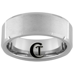 8mm Beveled Tungsten Carbide Satin Finish Ring