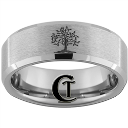 8mm Beveled Tungsten Carbide Tree Of Life Ring Design