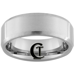 8mm Beveled Tungsten Carbide Satin Finish Ring