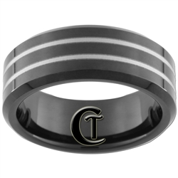 8mm Black Beveled Tungsten Carbide Laser Design