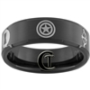 8mm Black Beveled Tungsten Carbide Avengers Design