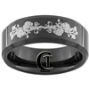 8mm Black Beveled Tungsten Carbide Roses Design