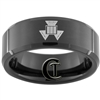 8mm Black Beveled Tungsten Carbide Masonic Design