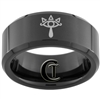 8mm Black Beveled Tungsten Carbide Zelda Eye of Sheik Design