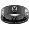 8mm Black Beveled Tungsten Carbide New Avengers Design