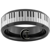 8mm Black Beveled Tungsten Carbide Lasered Piano Keys Design Ring