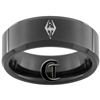 8mm Black Beveled Tungsten Carbide Skyrim Design