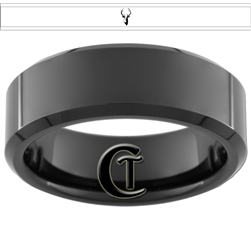 8mm Black Beveled Tungsten Carbide Buck Design Ring.