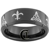 8mm Black Beveled Tungsten Carbide Celtic Triangle Fleur De Lis Design