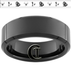 8mm Black Beveled Tungsten Carbide Buck Duck and Turkey Design Ring.