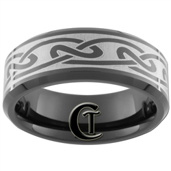 8mm Black Beveled Tungsten Carbide Celtic Design