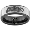 8mm Black Beveled Tungsten Carbide Stone Finish Doctor Who Design