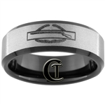 8mm Black Beveled Stoned Finish Tungsten Carbide Army Combat Infantry Badge Design Ring.