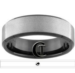 8mm Black Beveled Stone Finished Tungsten Carbide Thundercats Design Engraved on the inside of the ring