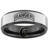 8mm Black Beveled Stone Finish Tungsten Carbide ARMY Ranger Design Ring.