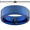 8mm Blue Beveled Tungsten Carbide Claddagh Celtic Design