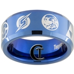 8mm Blue Beveled Tungsten Carbide Laser Super Smash Bros. Design