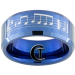 8mm Blue Beveled Tungsten Carbide Laser Music Bar Design