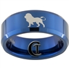 8mm Blue Beveled Tungsten Lion Design