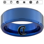 8mm Blue Beveled Tungsten New Avengers Design