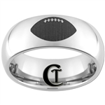 8mm Dome Tungsten Carbide Lasered Football Ring Design