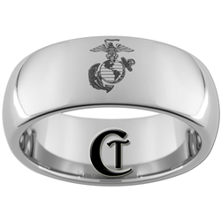 8mm Dome Tungsten Carbide Marines Eagle Globe and Anchor Ring Design.