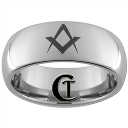 8mm Dome Tungsten Carbide Masonic Design